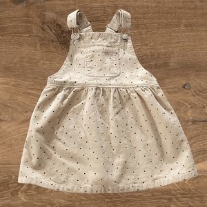 Zara Baby Ivory Corduroy Black Polka Dot Overall Jumper Dress - Size 18-24 Month